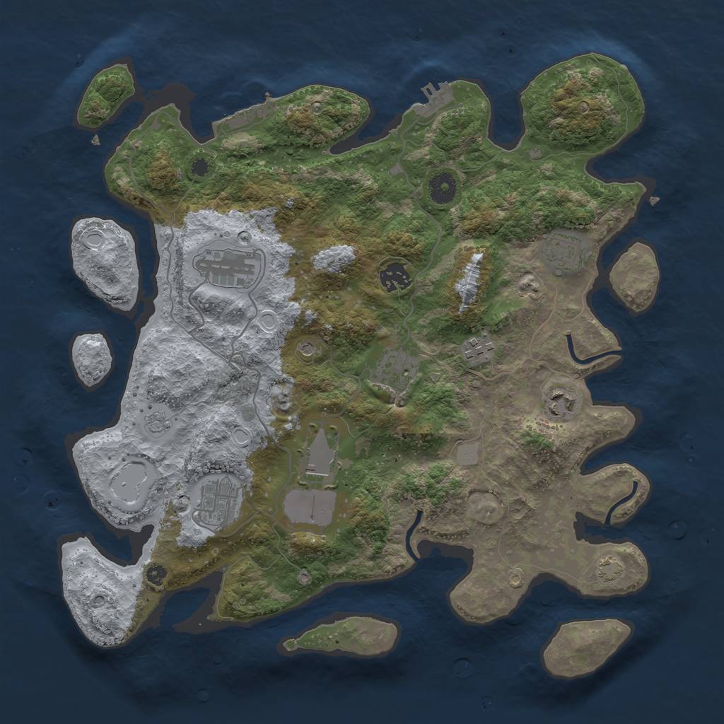 Rust Map: Procedural Map, Size: 3700, Seed: 938076, 16 Monuments