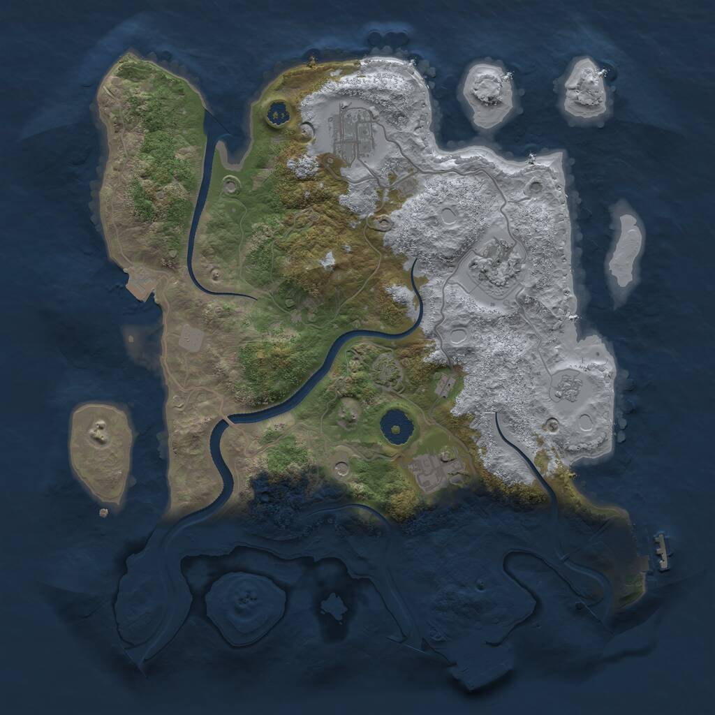 Rust Map: Procedural Map, Size: 3250, Seed: 756122662, 9 Monuments