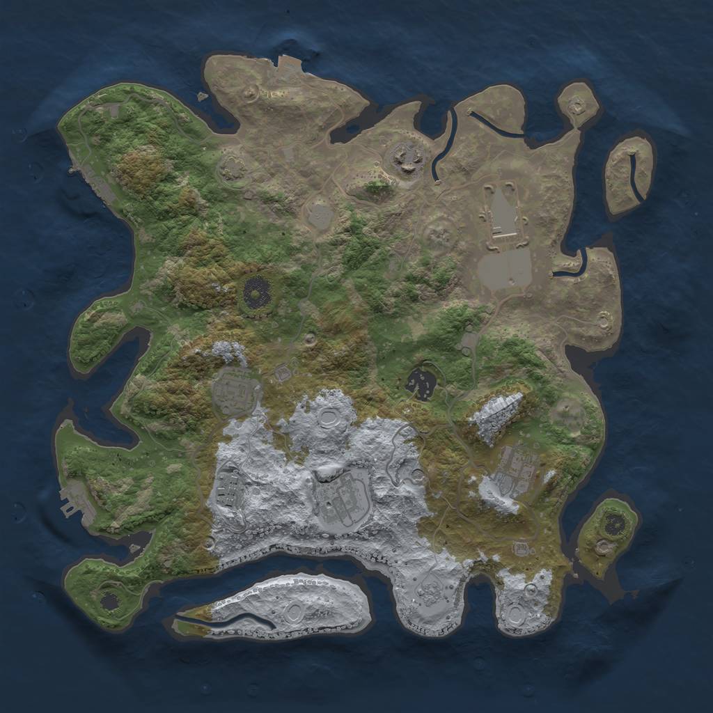 Rust Map: Procedural Map, Size: 3500, Seed: 62774, 15 Monuments