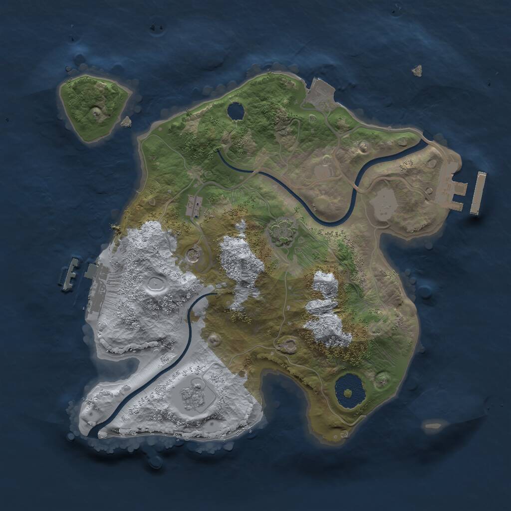 Rust Map: Procedural Map, Size: 2400, Seed: 6666, 6 Monuments