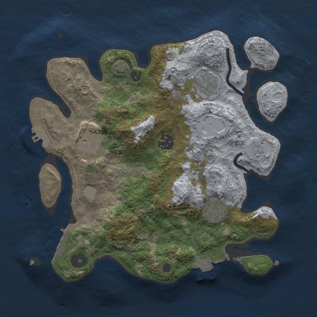 Rust Map: Procedural Map, Size: 3000, Seed: 105629490, 12 Monuments