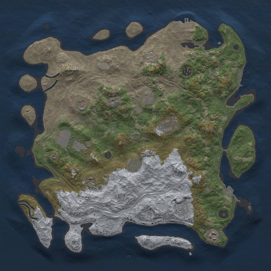 Rust Map: Procedural Map, Size: 4250, Seed: 92847567, 18 Monuments