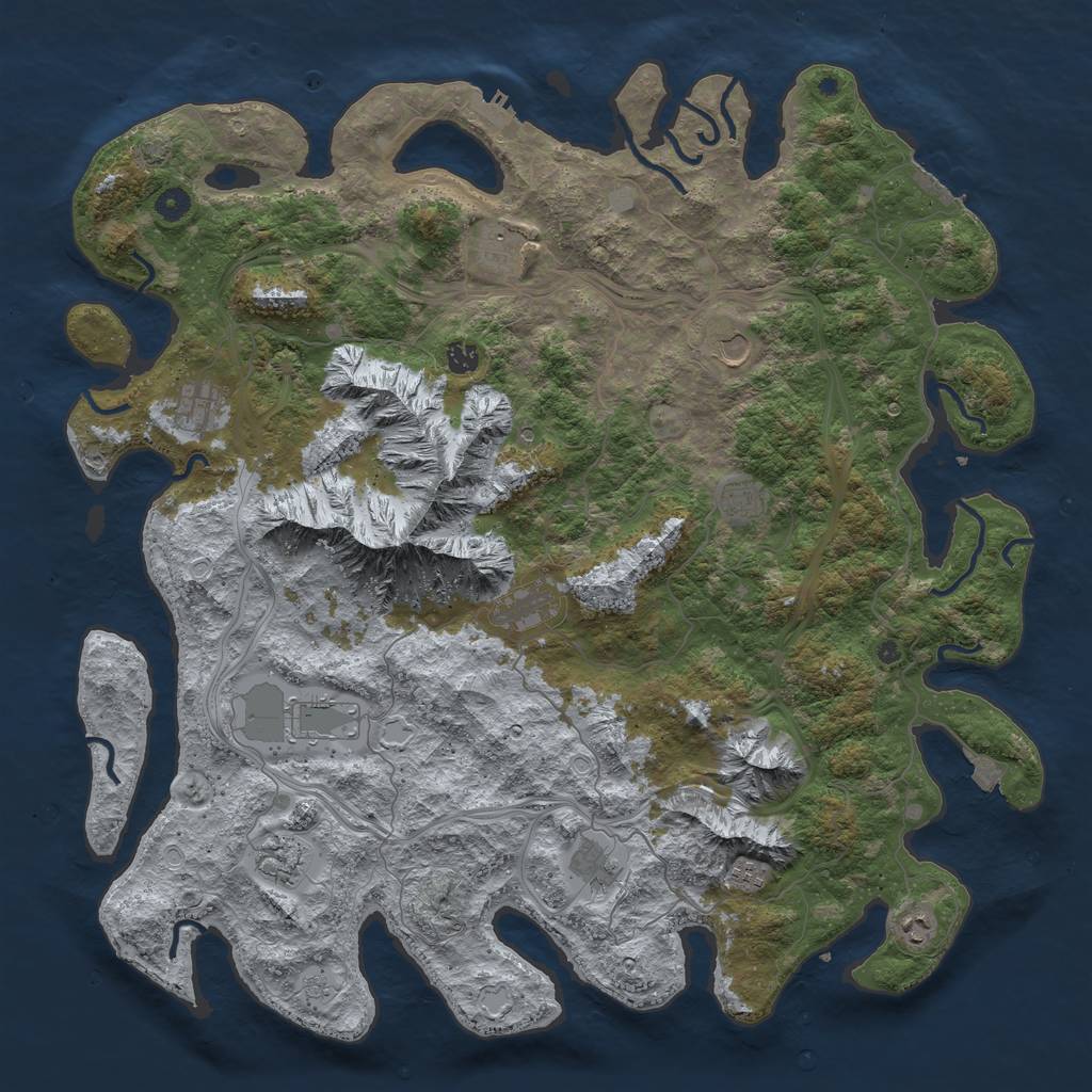 Rust Map: Procedural Map, Size: 5000, Seed: 56982145, 19 Monuments