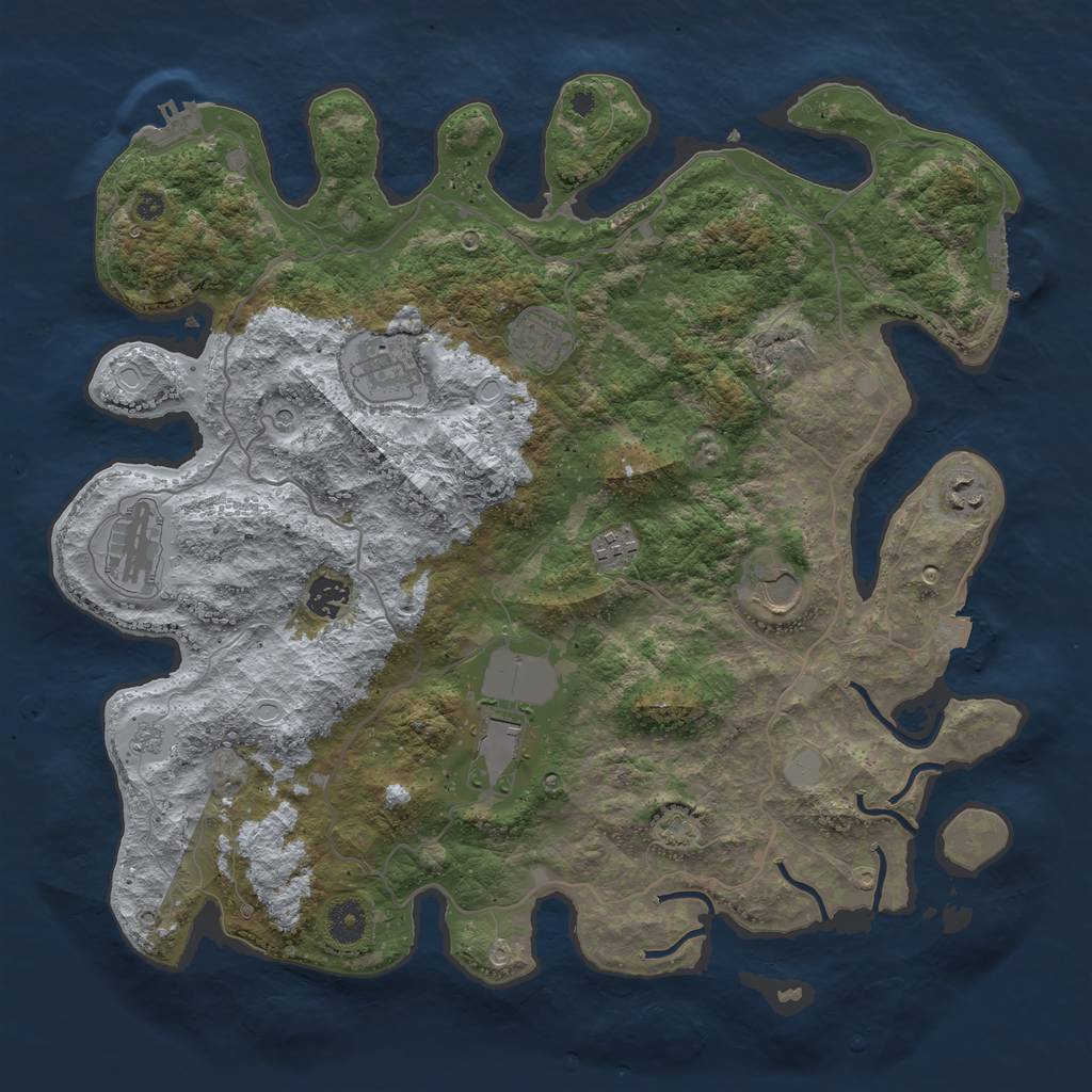 Rust Map: Procedural Map, Size: 4000, Seed: 62816404, 16 Monuments