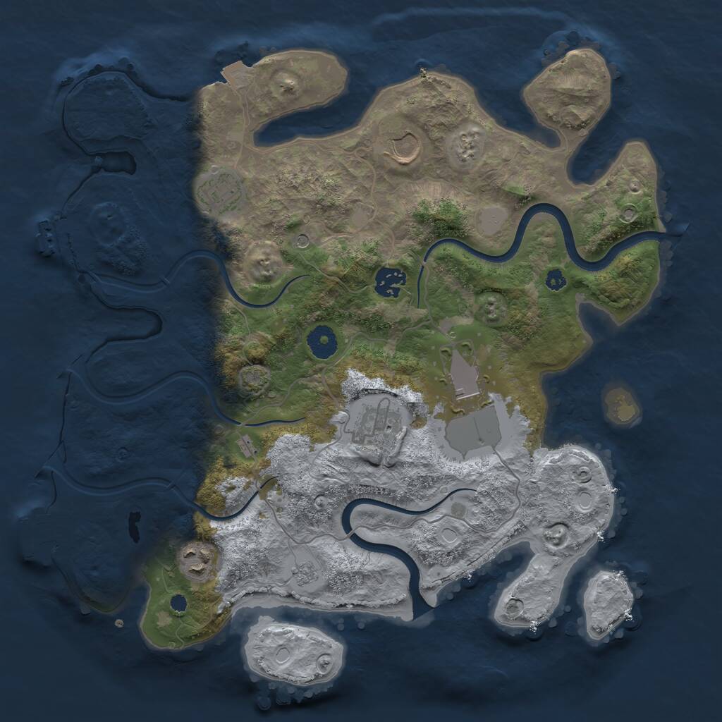 Rust Map: Procedural Map, Size: 3500, Seed: 911999243, 12 Monuments