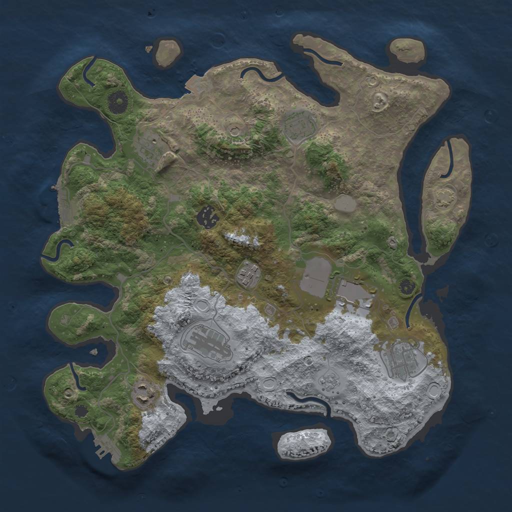 Rust Map: Procedural Map, Size: 3500, Seed: 45121, 16 Monuments
