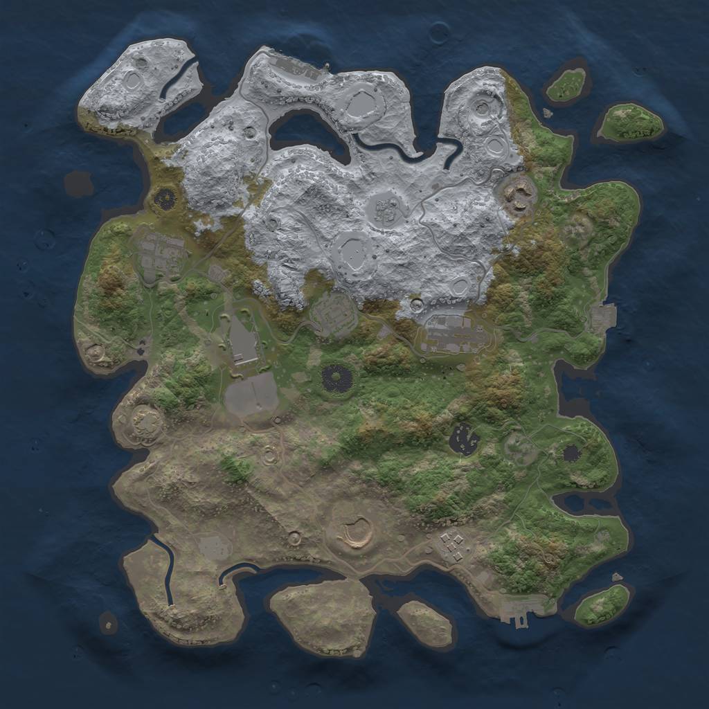 Rust Map: Procedural Map, Size: 3500, Seed: 9233334, 16 Monuments