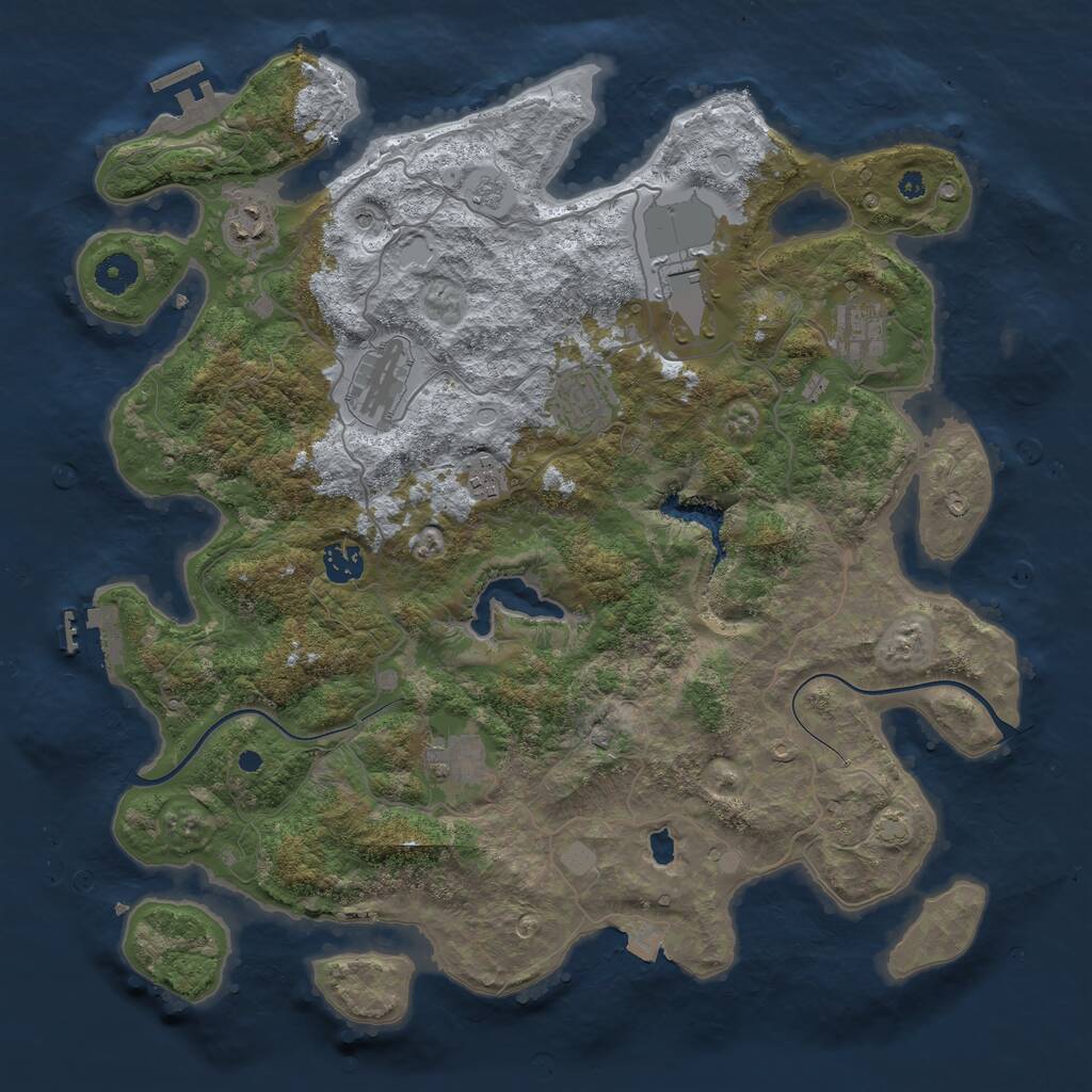 Rust Map: Procedural Map, Size: 4000, Seed: 7516, 14 Monuments