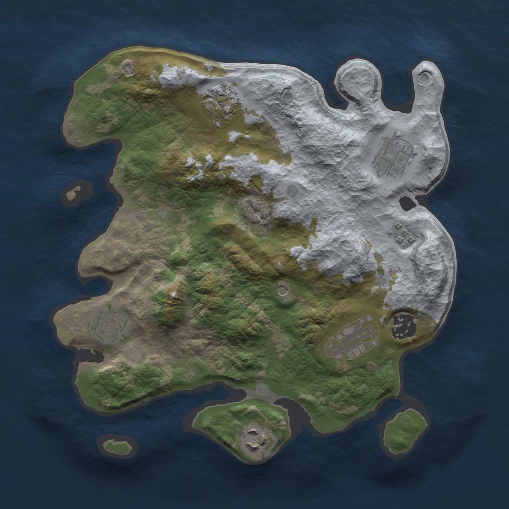 Rust Map: Barren, Size: 3005, Seed: 523452941, 10 Monuments
