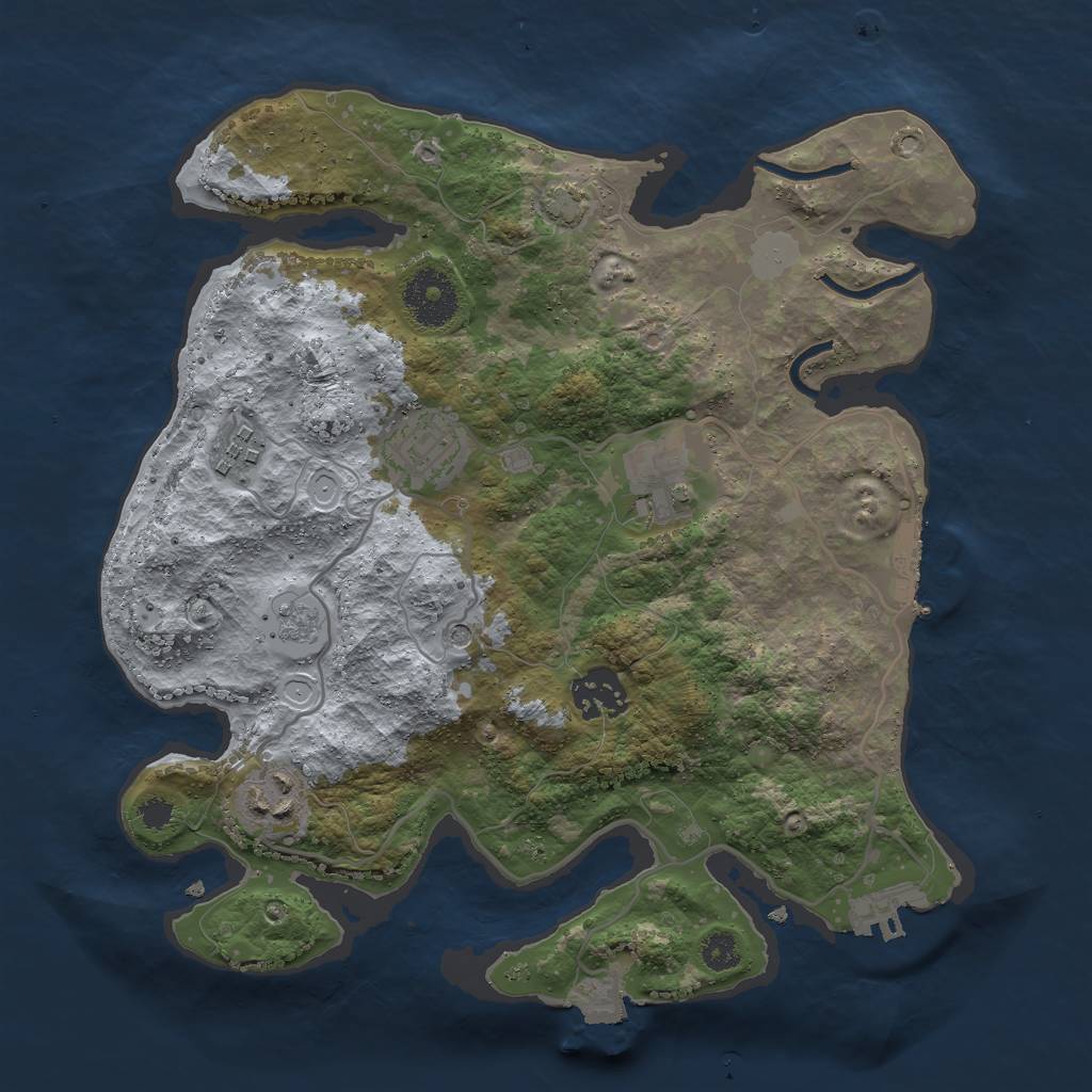 Rust Map: Procedural Map, Size: 3000, Seed: 1687028679, 13 Monuments