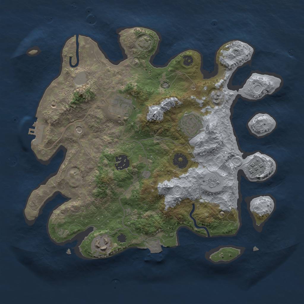 Rust Map: Procedural Map, Size: 3000, Seed: 3471596, 12 Monuments