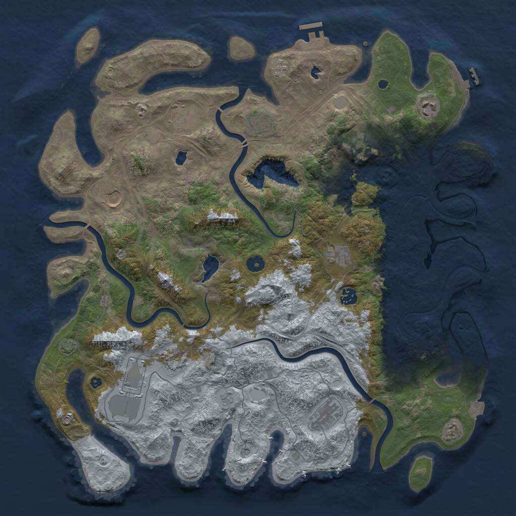 Rust Map: Procedural Map, Size: 4500, Seed: 1709123285, 17 Monuments