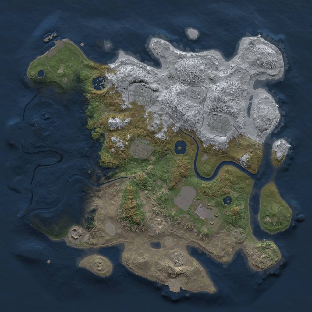Rust Map: Procedural Map, Size: 3500, Seed: 357802158, 13 Monuments