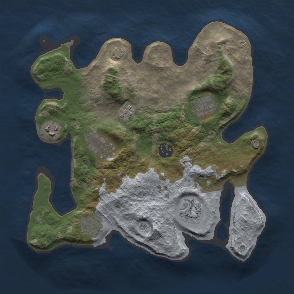 Rust Map: Barren, Size: 3000, Seed: 5878, 11 Monuments