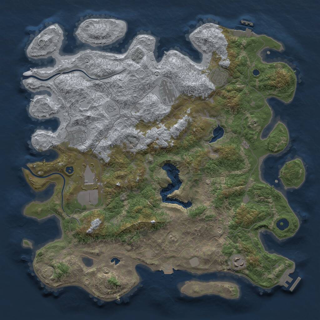 Rust Map: Procedural Map, Size: 4000, Seed: 41281921, 12 Monuments
