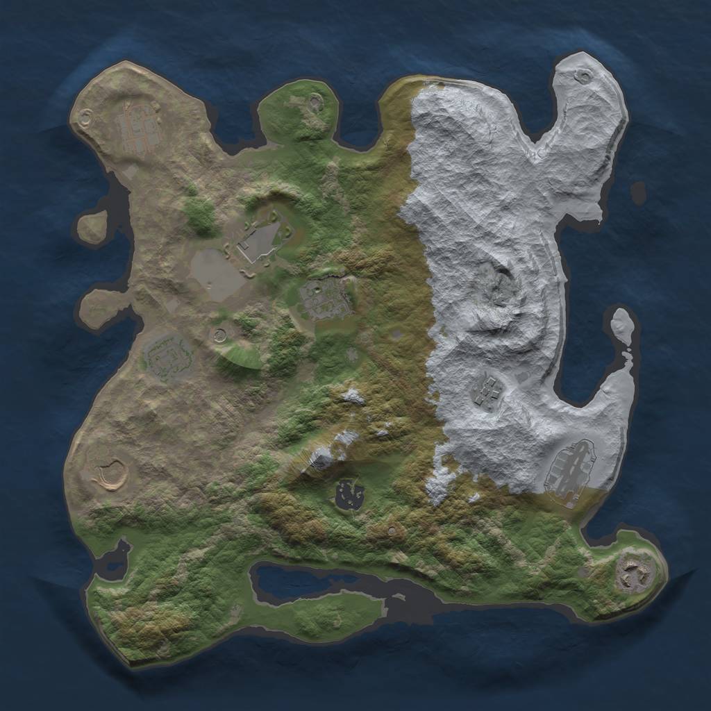 Rust Map: Barren, Size: 3500, Seed: 2333, 12 Monuments
