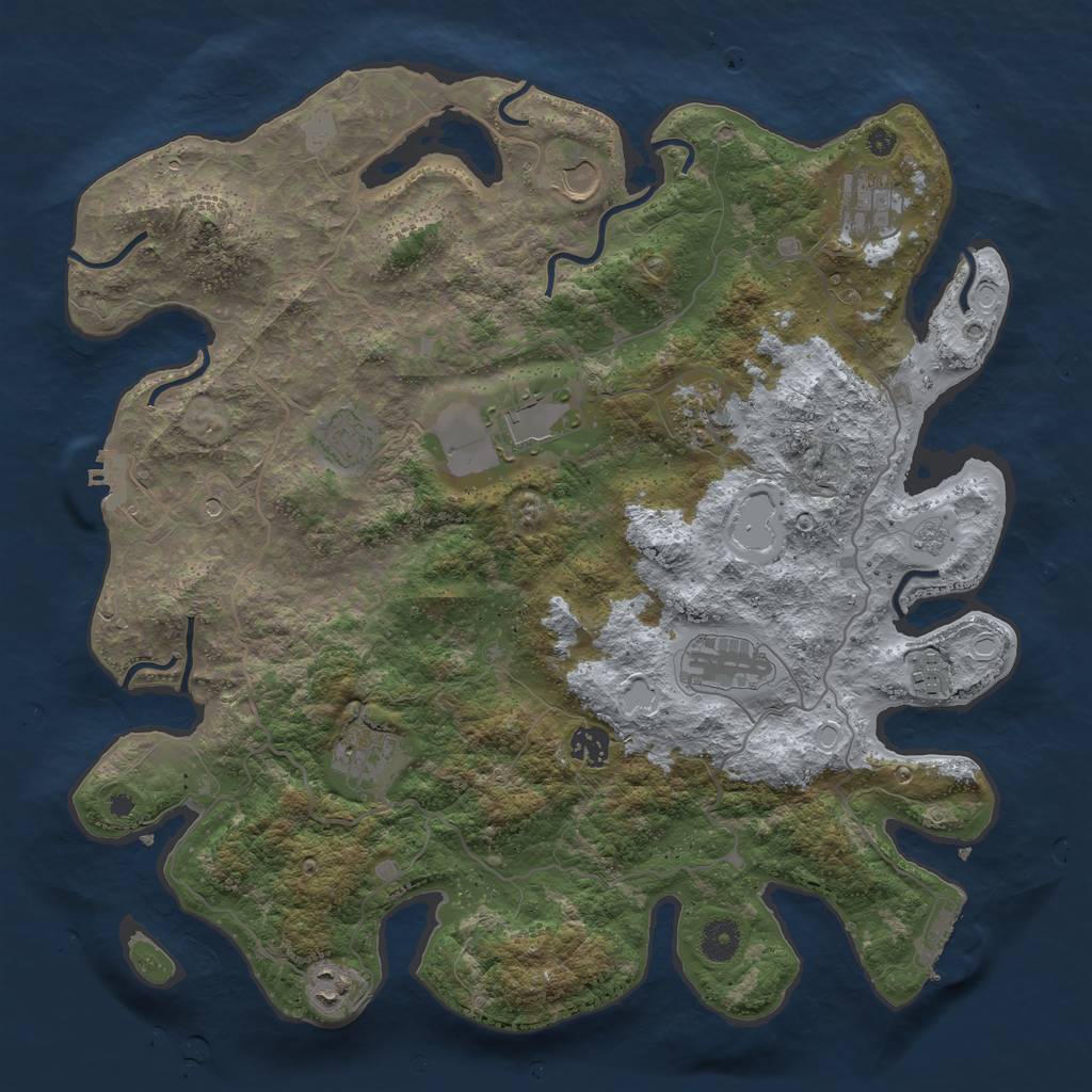 Rust Map: Procedural Map, Size: 4000, Seed: 9715, 17 Monuments