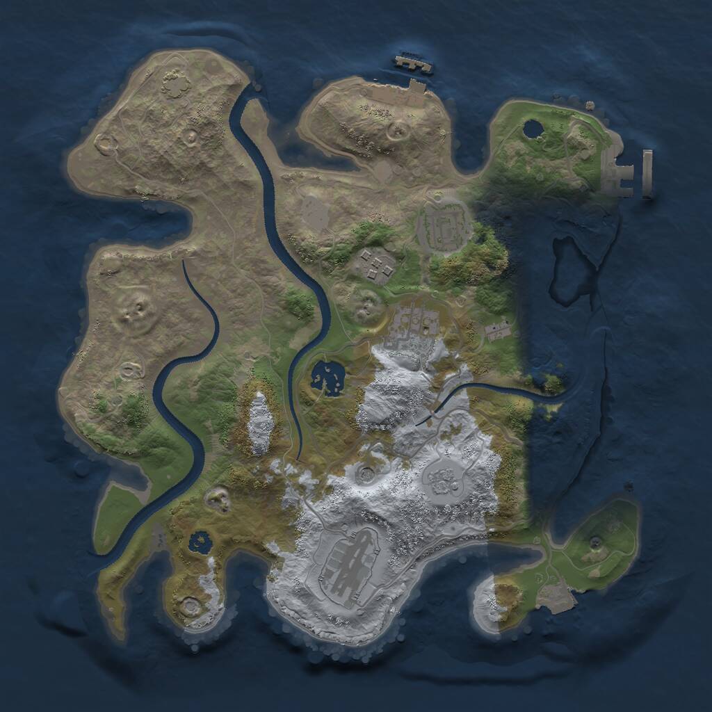 Rust Map: Procedural Map, Size: 3000, Seed: 1972954669, 11 Monuments