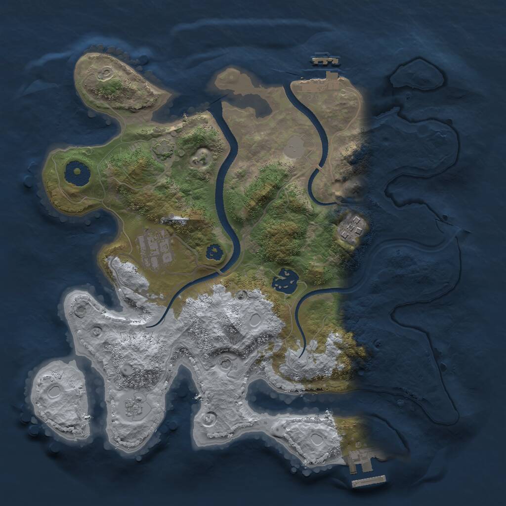 Rust Map: Procedural Map, Size: 3000, Seed: 351950675, 9 Monuments