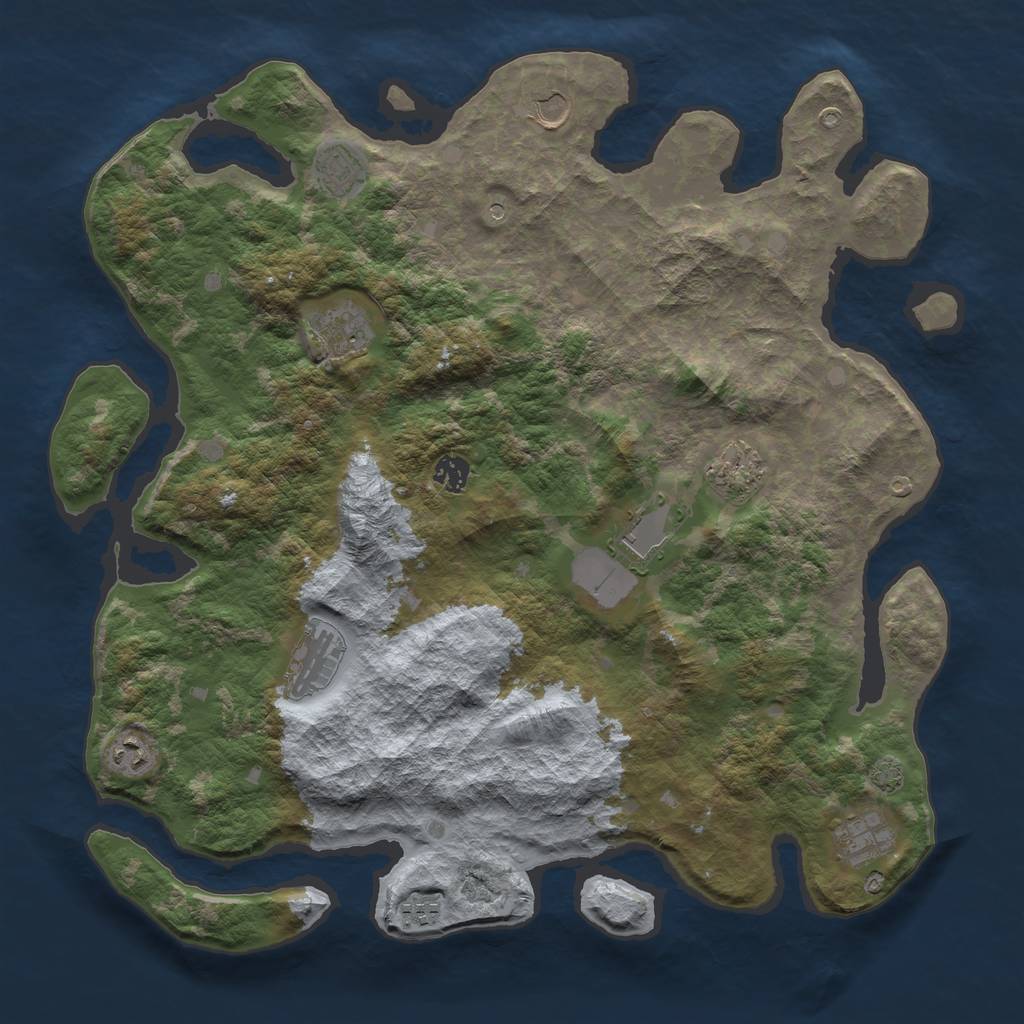 Rust Map: Barren, Size: 4250, Seed: 2137335740, 14 Monuments