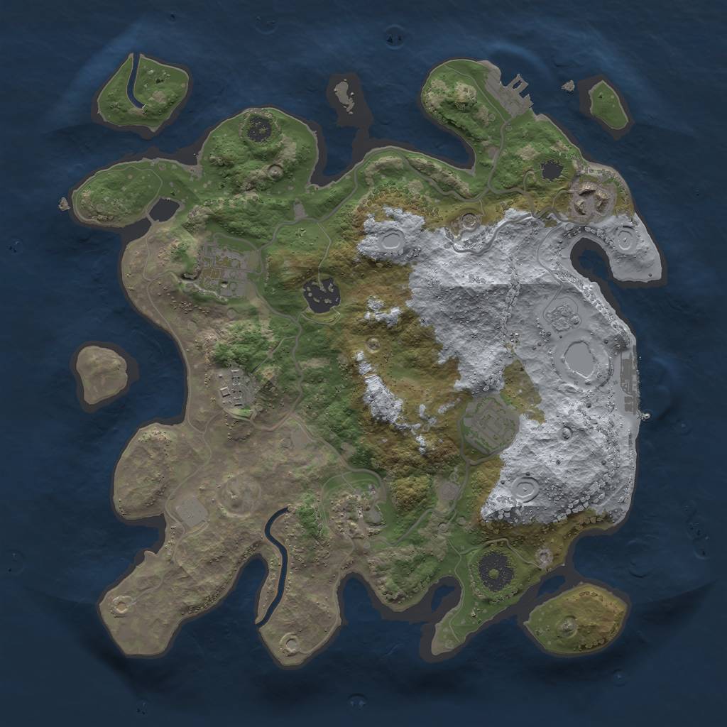 Rust Map: Procedural Map, Size: 3000, Seed: 355809472, 13 Monuments