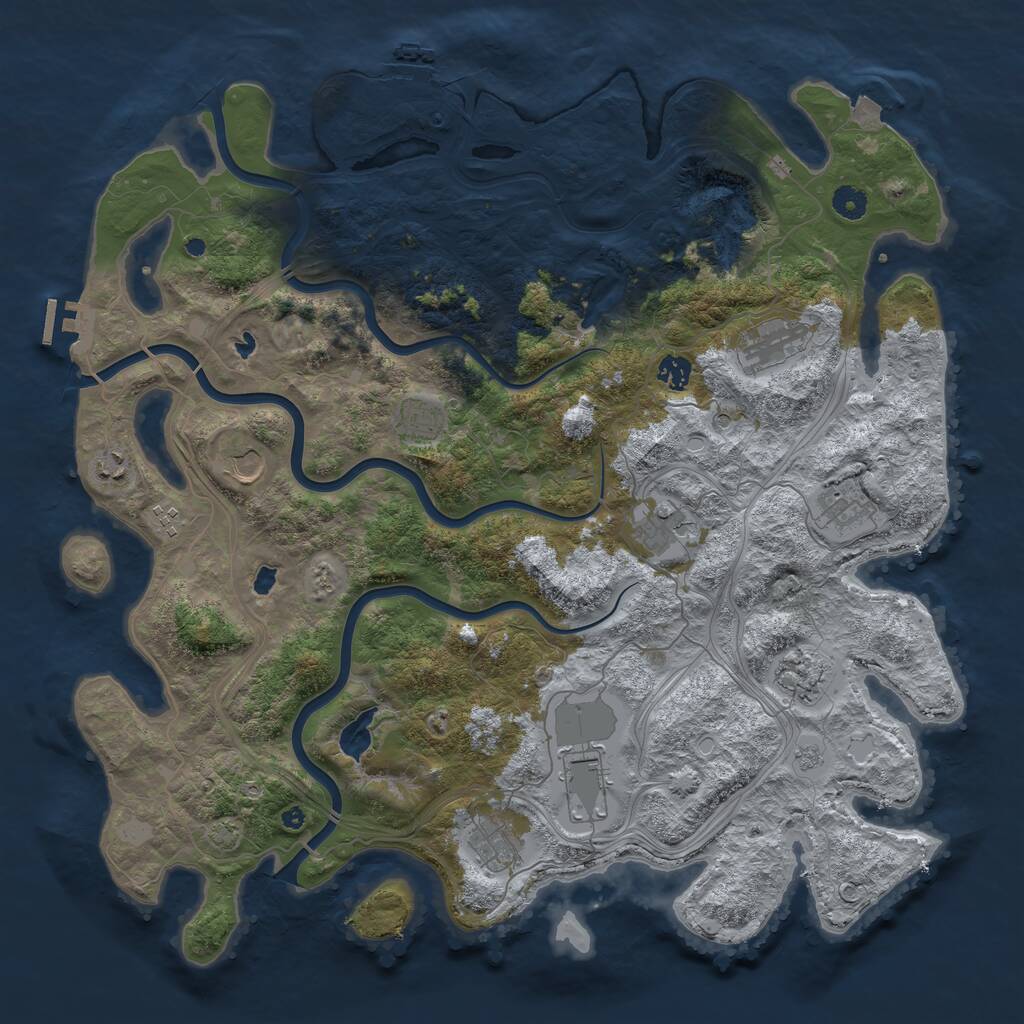 Rust Map: Procedural Map, Size: 4500, Seed: 468929200, 17 Monuments
