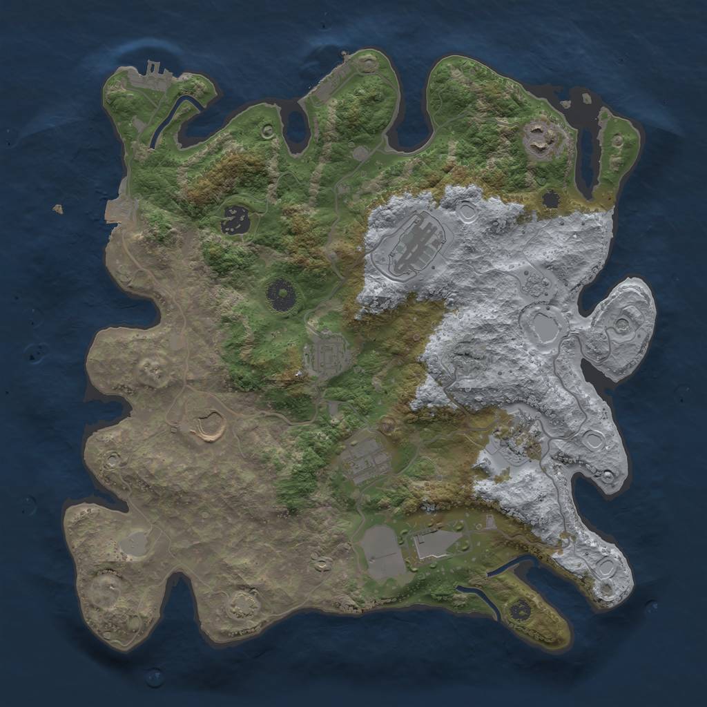 Rust Map: Procedural Map, Size: 3500, Seed: 1195495571, 16 Monuments