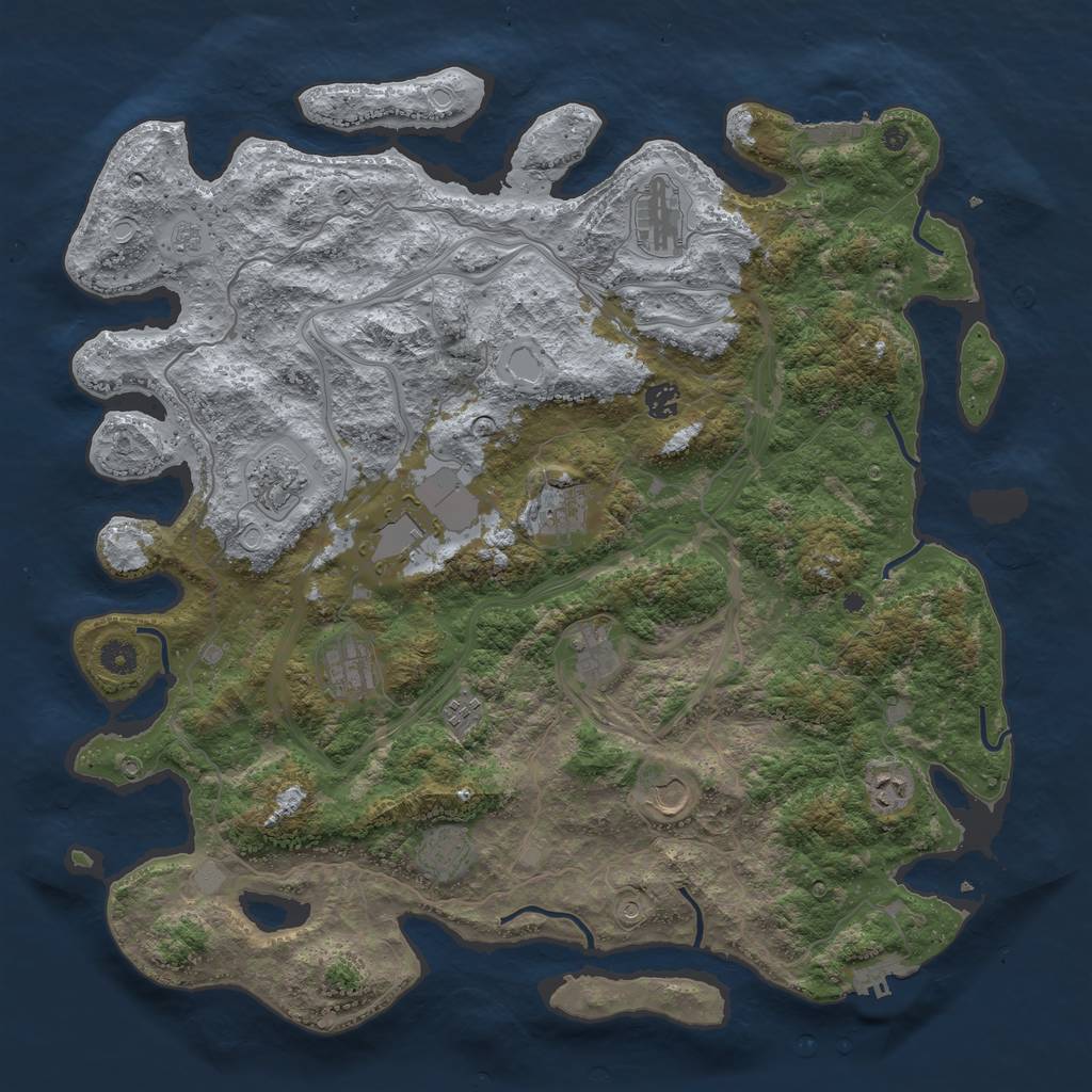Rust Map: Procedural Map, Size: 4500, Seed: 41281921, 18 Monuments