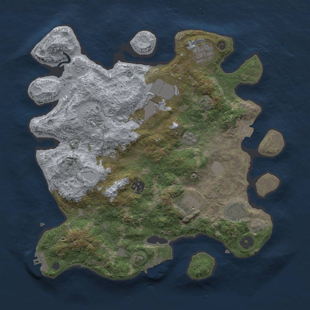 Rust Map: Procedural Map, Size: 3500, Seed: 8238193, 15 Monuments