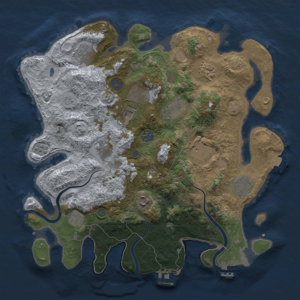 Rust Map: Procedural Map, Size: 3700, Seed: 1441708498, 16 Monuments