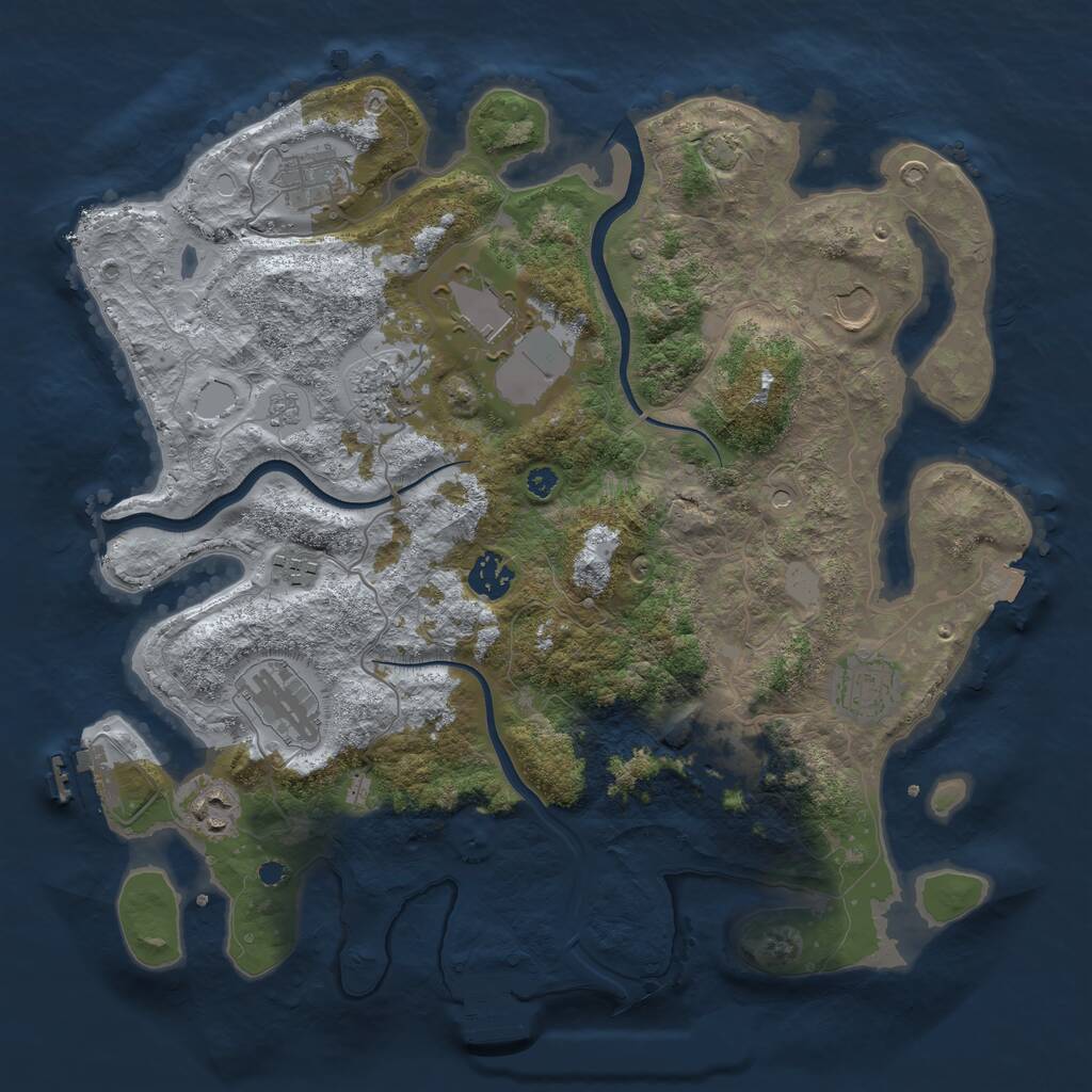 Rust Map: Procedural Map, Size: 3700, Seed: 1441708498, 16 Monuments