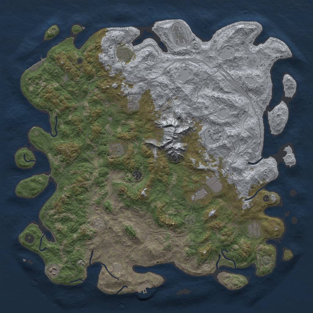 Rust Map: Procedural Map, Size: 5000, Seed: 1672527158, 18 Monuments