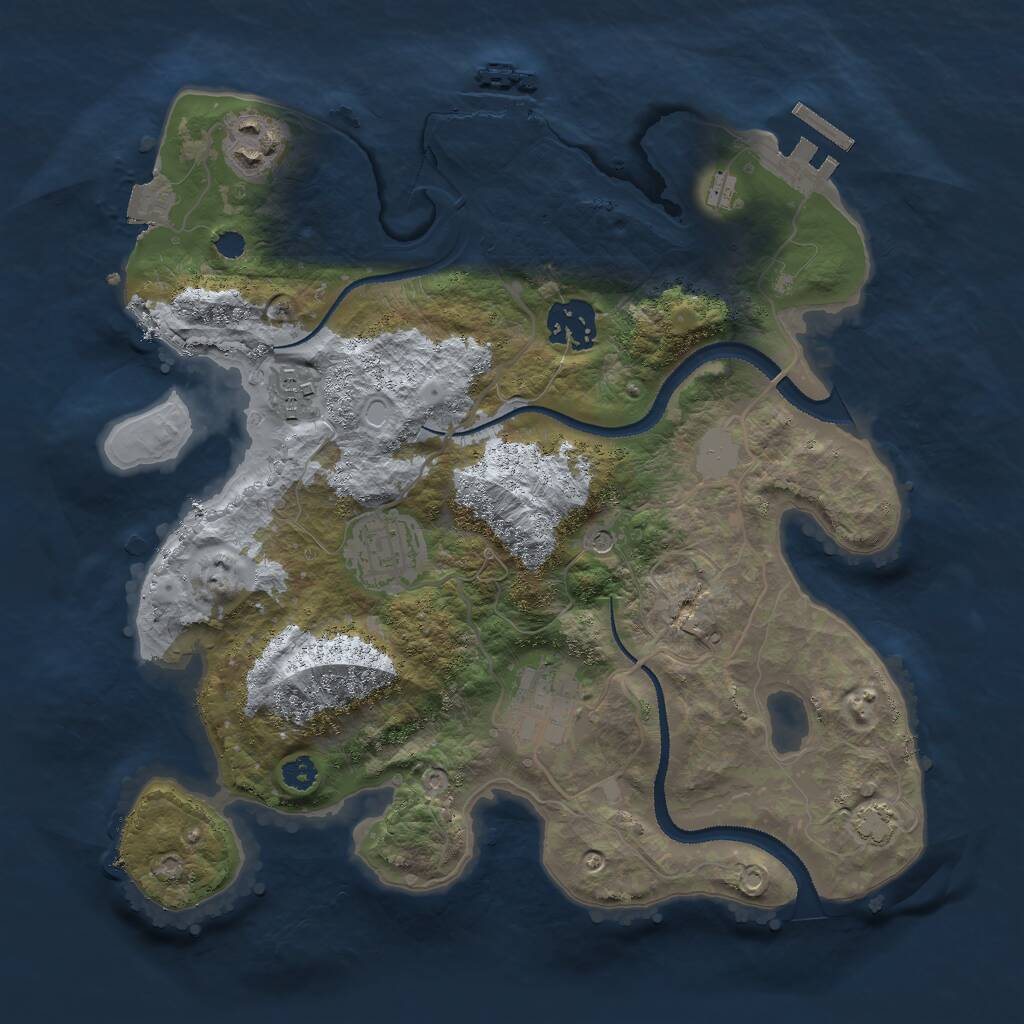 Rust Map: Procedural Map, Size: 3000, Seed: 711129803, 10 Monuments