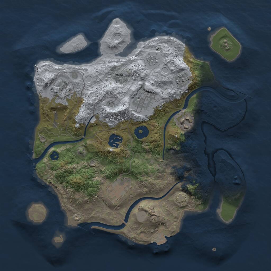 Rust Map: Procedural Map, Size: 3000, Seed: 8620593, 10 Monuments