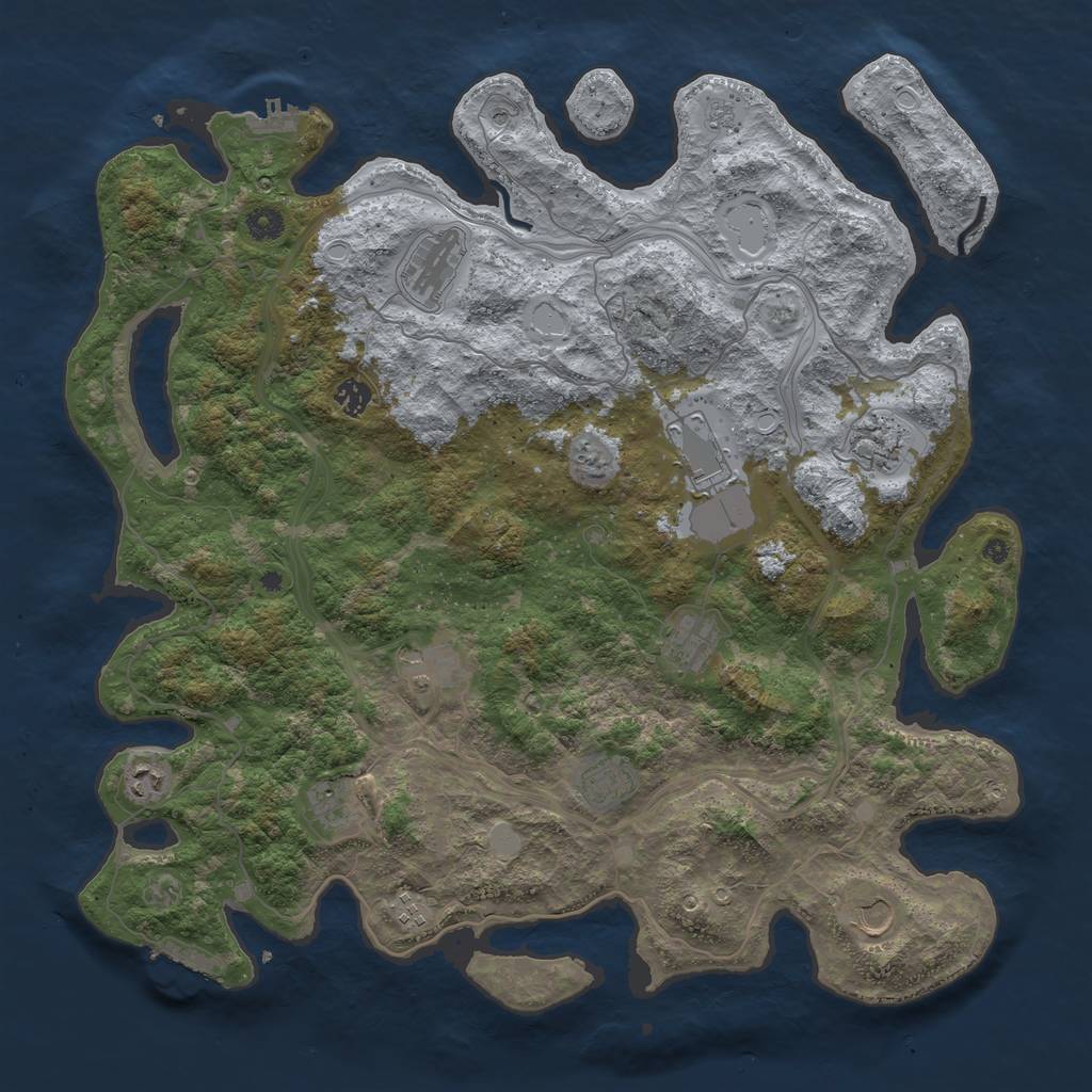 Rust Map: Procedural Map, Size: 4500, Seed: 5754, 18 Monuments