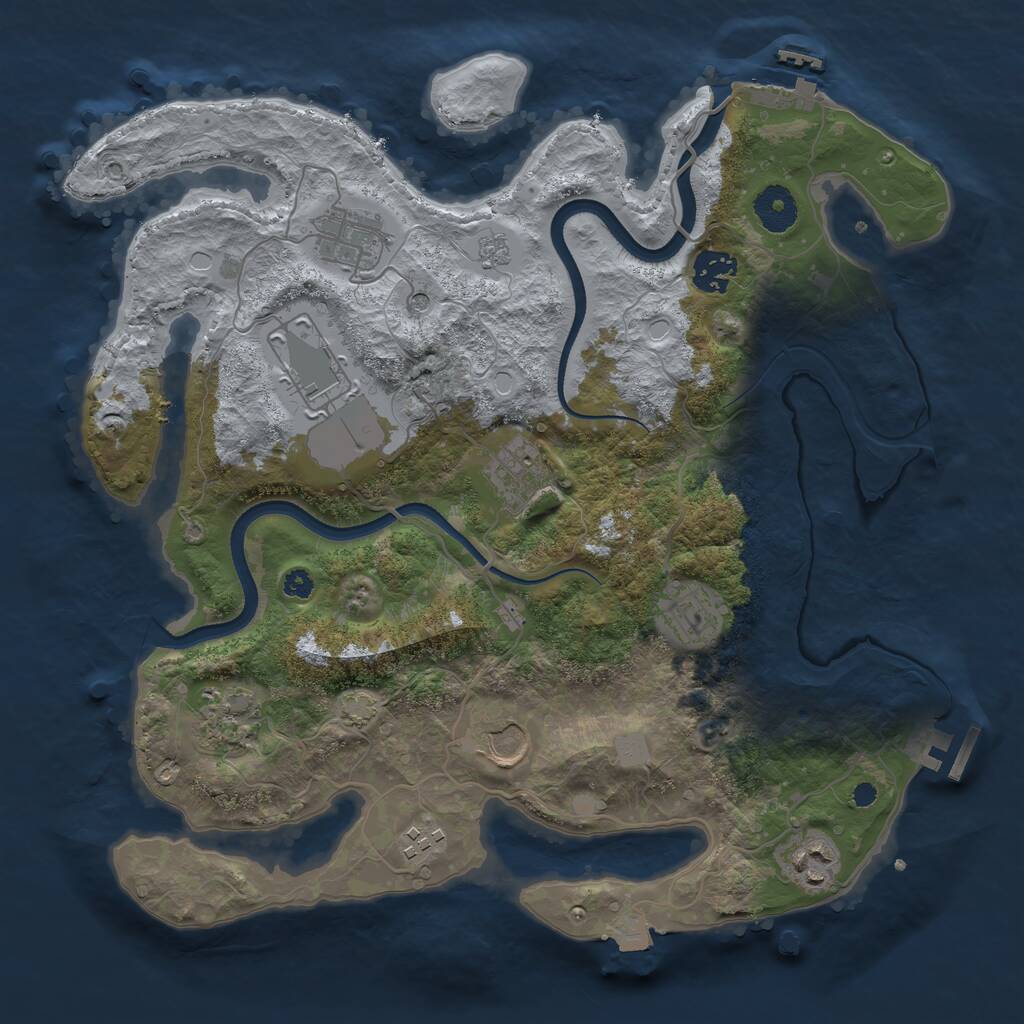 Rust Map: Procedural Map, Size: 3500, Seed: 73892607, 15 Monuments
