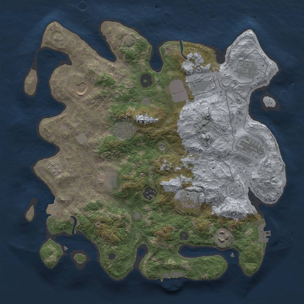 Rust Map: Procedural Map, Size: 3500, Seed: 801844594, 18 Monuments