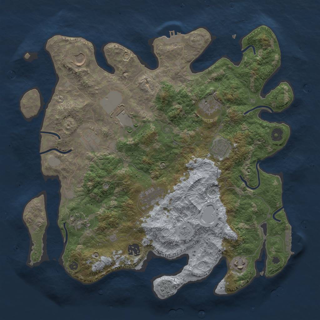 Rust Map: Procedural Map, Size: 3750, Seed: 1235677777, 17 Monuments