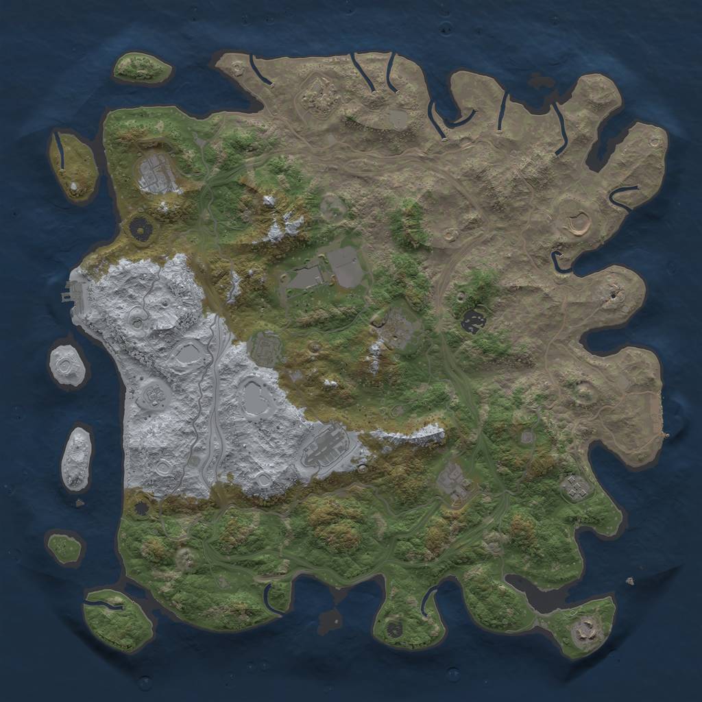 Rust Map: Procedural Map, Size: 4500, Seed: 1490155037, 18 Monuments
