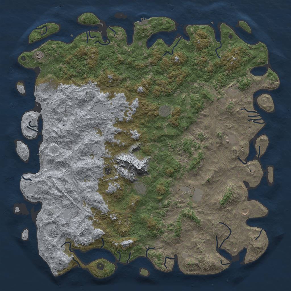 Rust Map: Procedural Map, Size: 6000, Seed: 1436593751, 18 Monuments