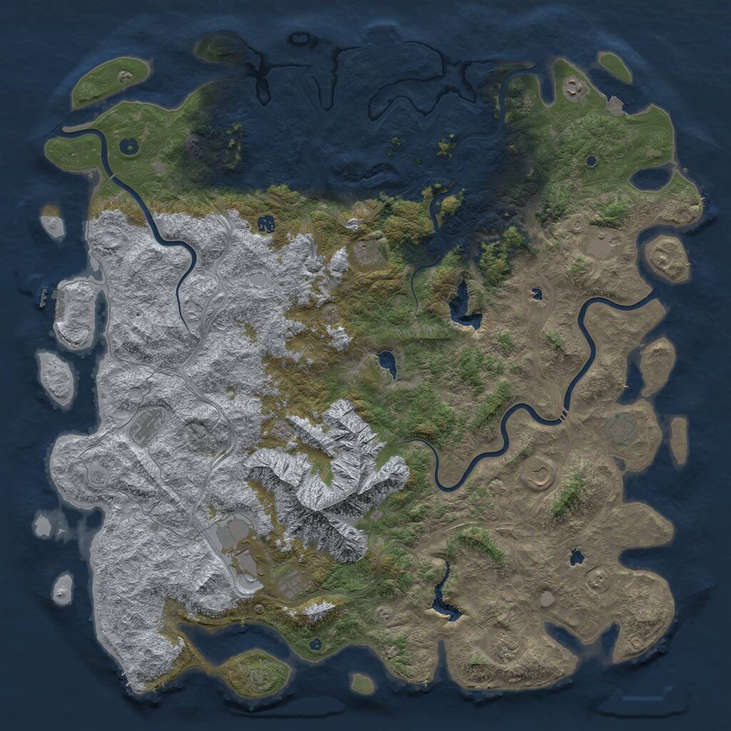 Rust Map: Procedural Map, Size: 6000, Seed: 1436593751, 17 Monuments