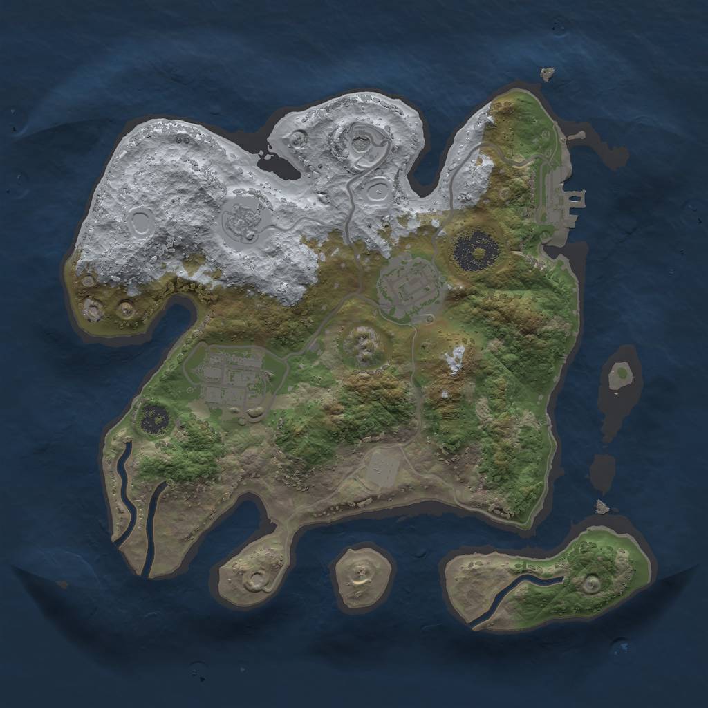 Rust Map: Procedural Map, Size: 2500, Seed: 352754645, 8 Monuments