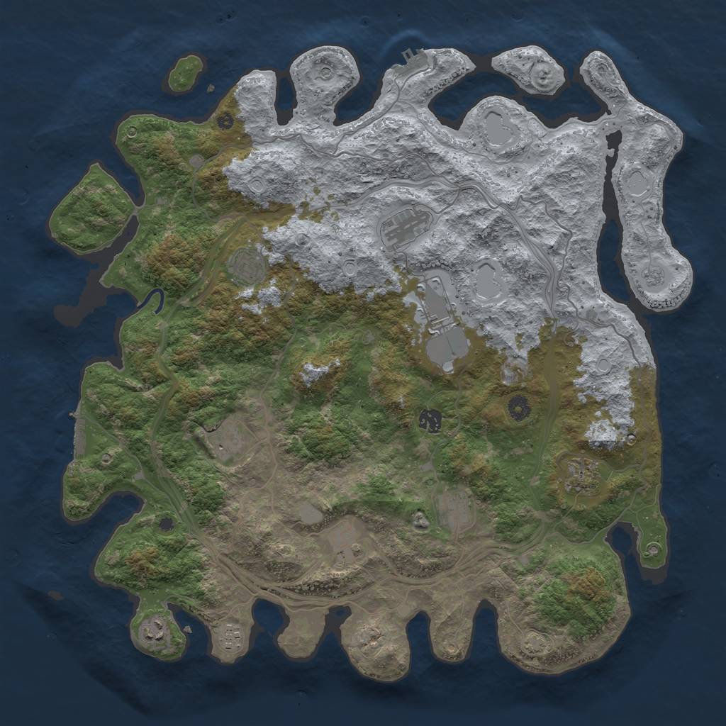 Rust Map: Procedural Map, Size: 4500, Seed: 1106886138, 18 Monuments
