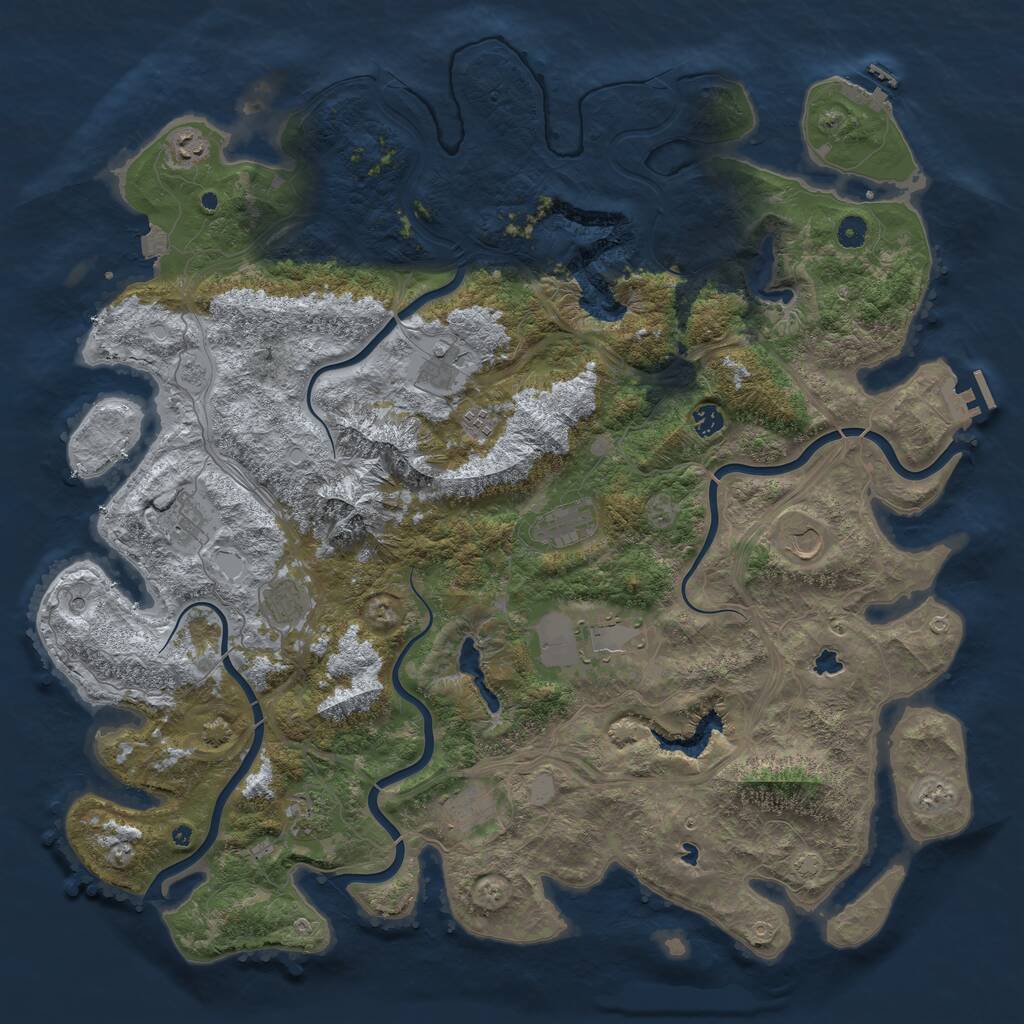 Rust Map: Procedural Map, Size: 5000, Seed: 7227777, 17 Monuments