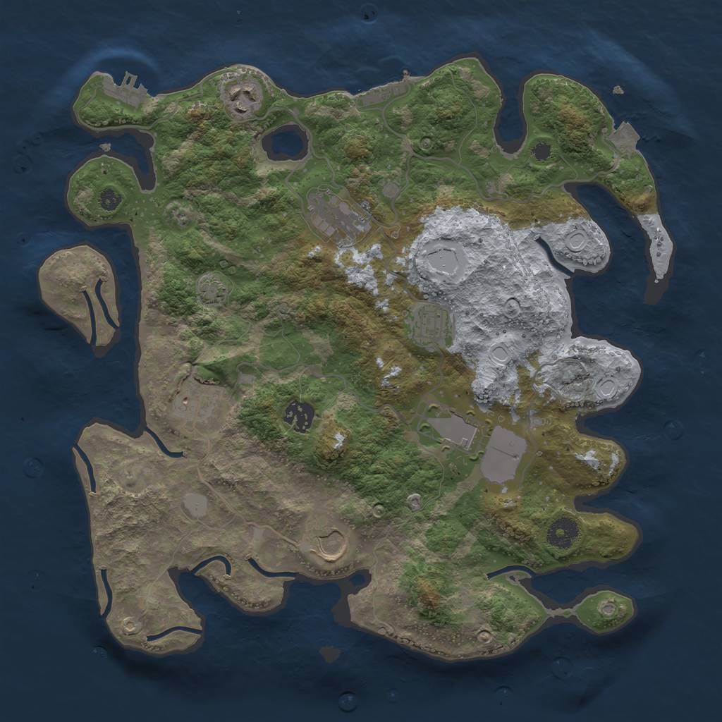 Rust Map: Procedural Map, Size: 3500, Seed: 1442889055, 13 Monuments