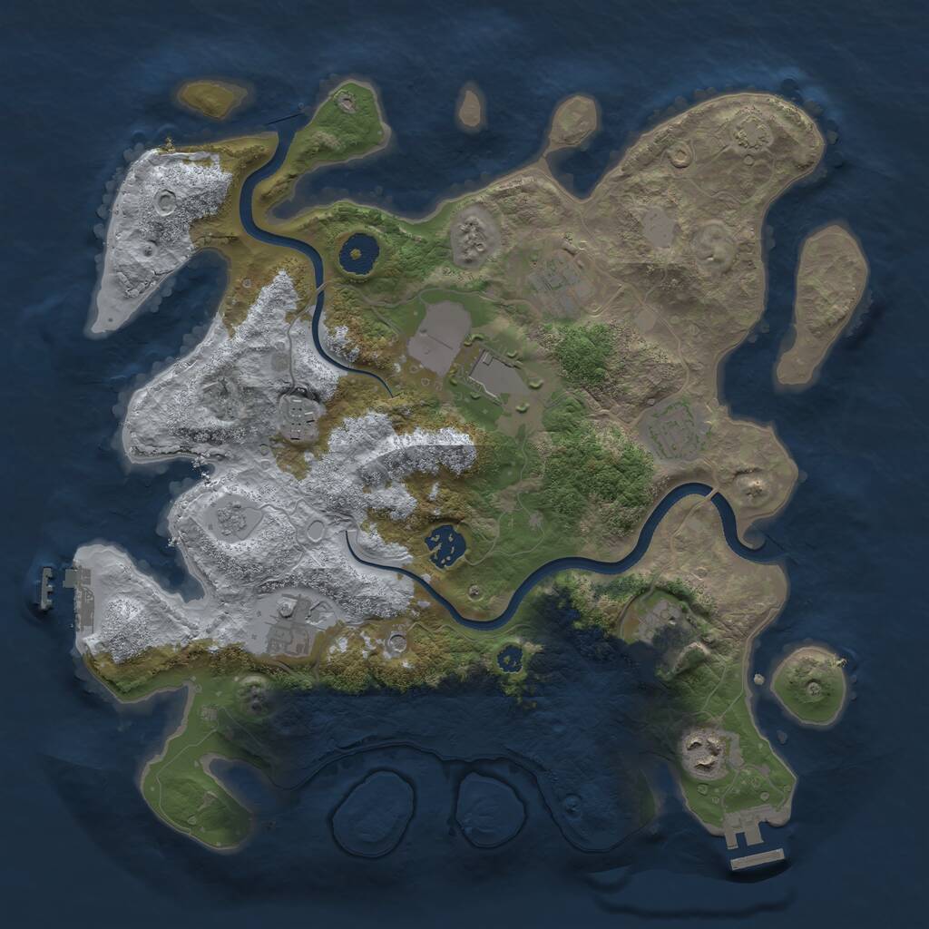 Rust Map: Procedural Map, Size: 3500, Seed: 52536947, 14 Monuments