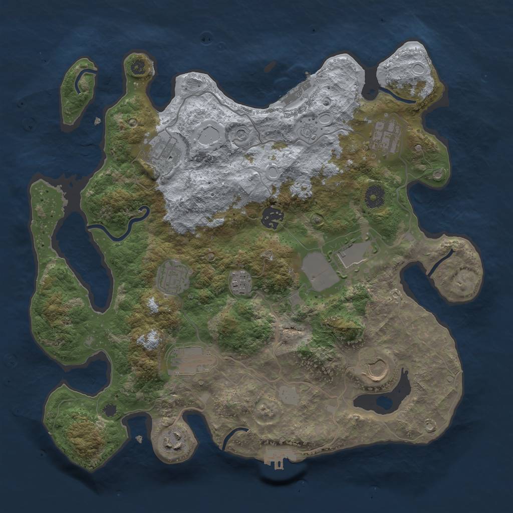 Rust Map: Procedural Map, Size: 3500, Seed: 1550232693, 16 Monuments