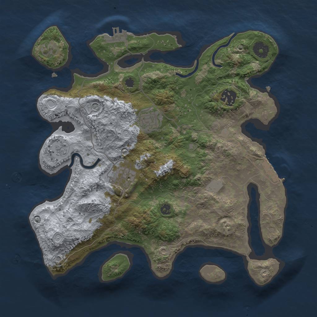 Rust Map: Procedural Map, Size: 3000, Seed: 184453656, 10 Monuments