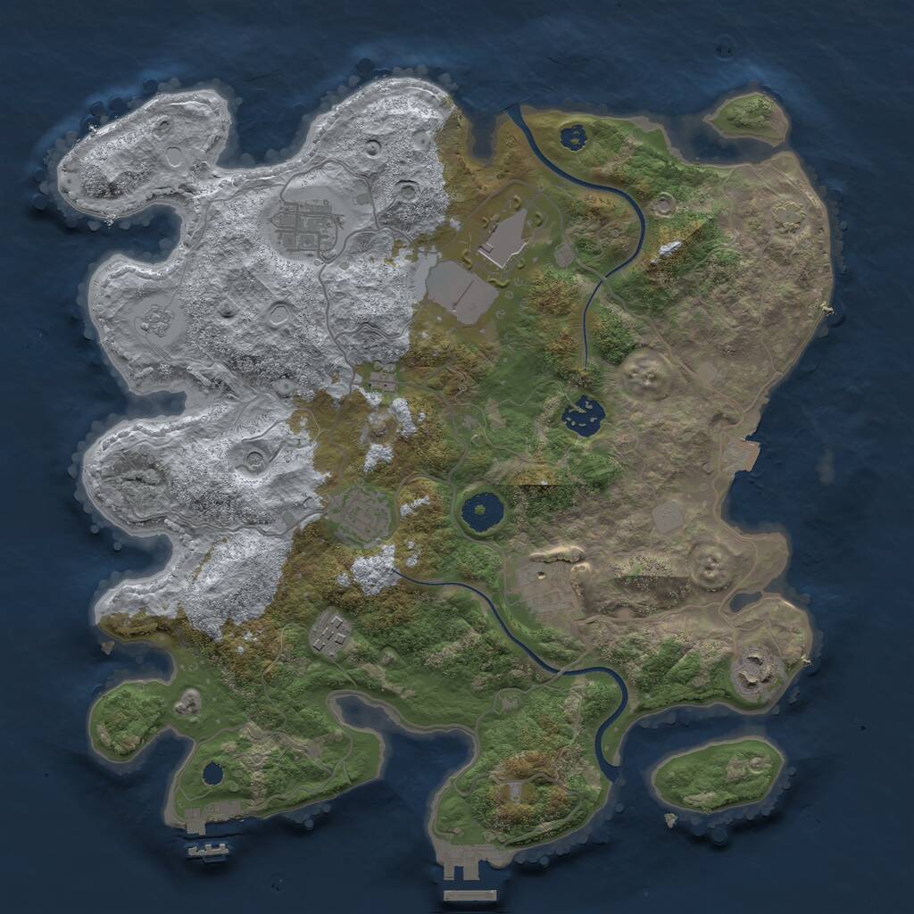 Rust Map: Procedural Map, Size: 3500, Seed: 1733043935, 13 Monuments