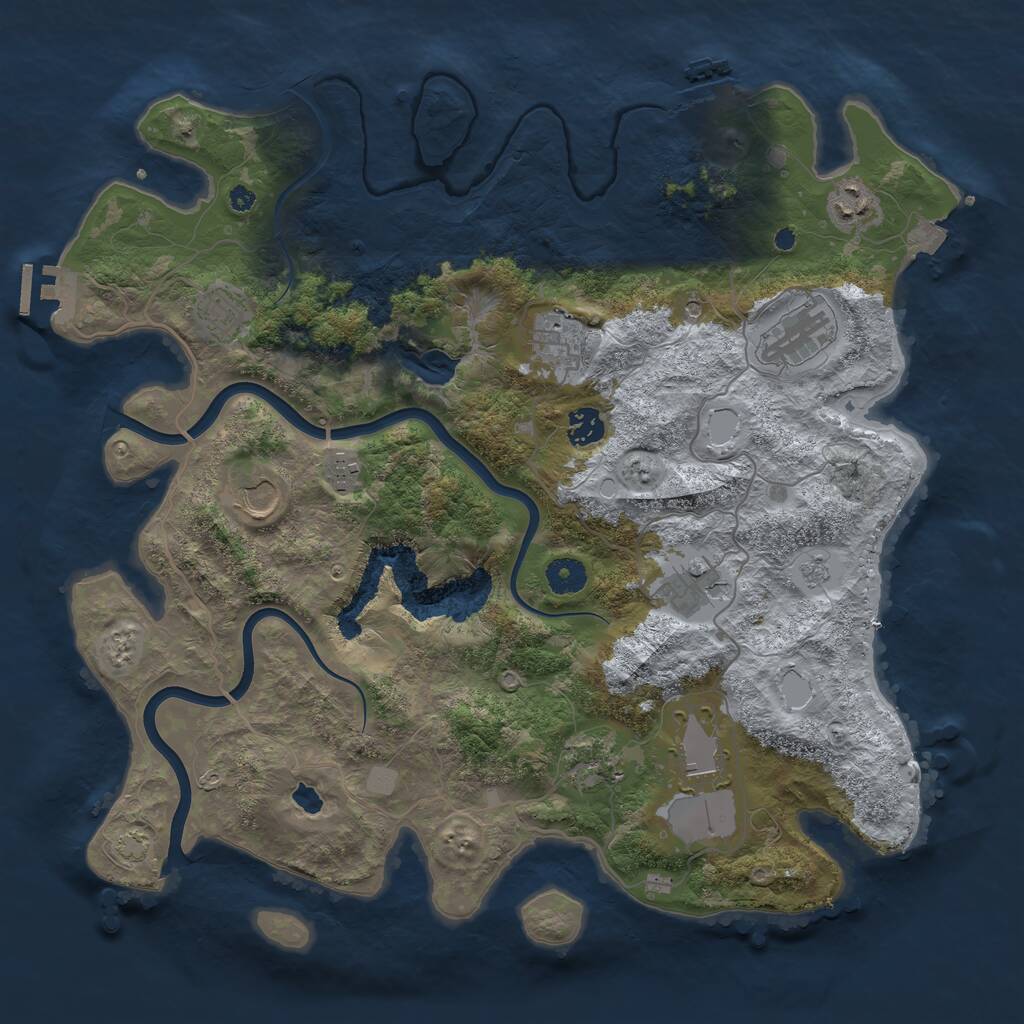 Rust Map: Procedural Map, Size: 4000, Seed: 3534, 16 Monuments
